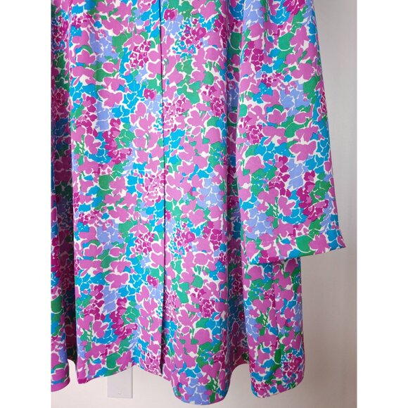 90s vintage Givenchy floral one button duster jacket/ pink, blue, green floral - Picture 6 of 10